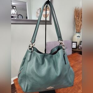 Coach Hallie Pebbled Leather Hobo Shoulder Bag In Teal